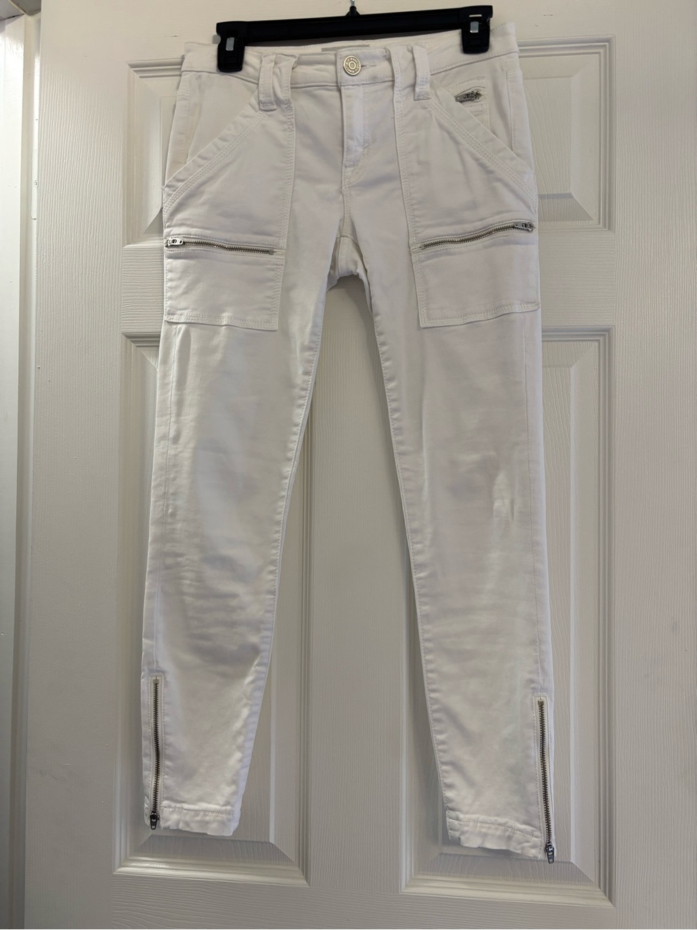 Joie White High-Rise Skinny Jeans with Zip Detail